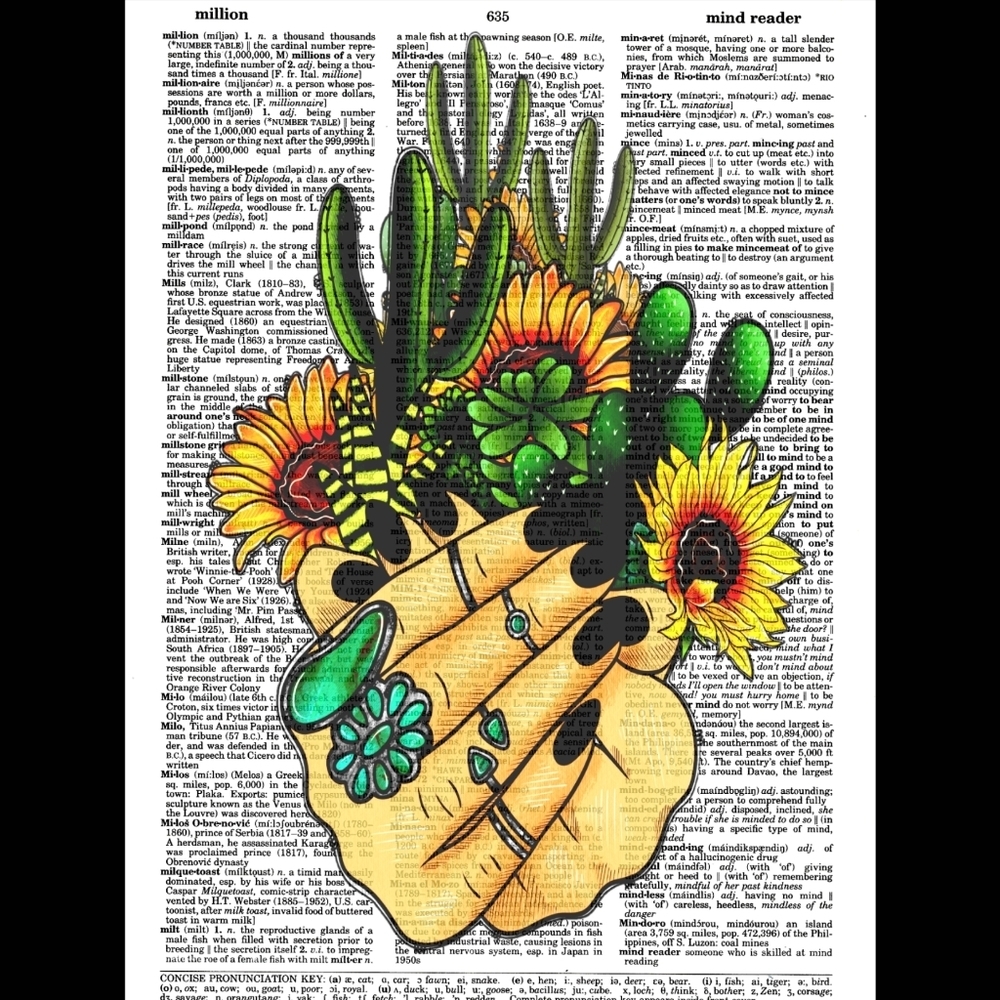 Cactus Desert Earth Mother Plant Lady Vintage Dictionary Art Pri…